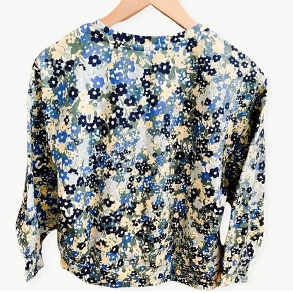 Ann Taylor Petite Floral Puff Sleeve Sweatshirt - Picture 2 of 8